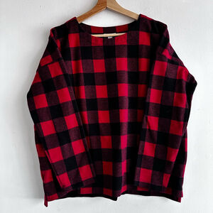 Women's J. Jill Top Size L Red Black Plaid Long Sleeve